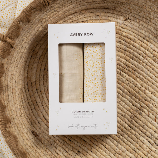 Avery Row - Muslin Swaddle Set of 2- Wild Chamomile / Daisy Meadow