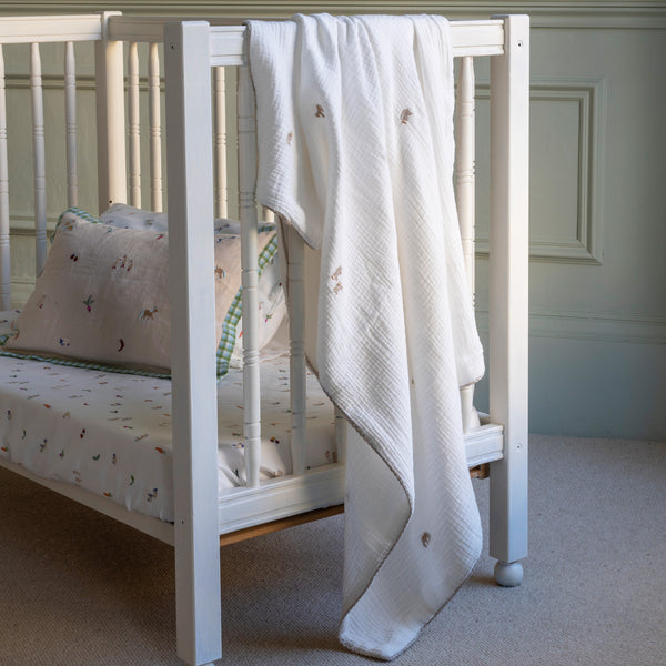 Avery Row - Embroidered Muslin blanket - Little Farm