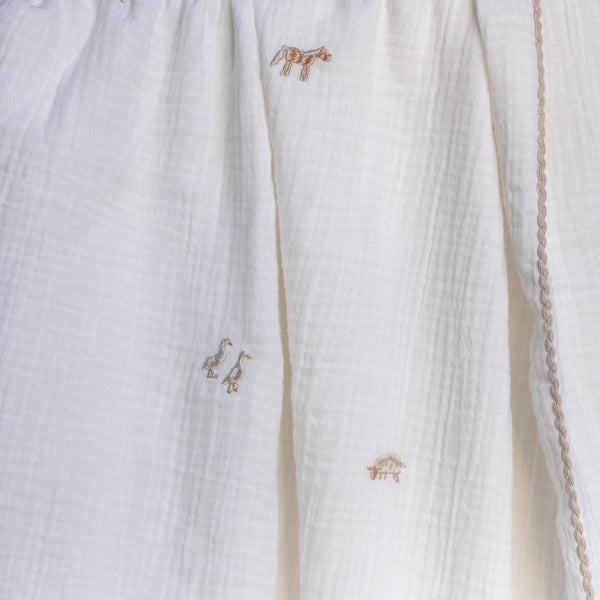 Avery Row - Embroidered Muslin blanket - Little Farm