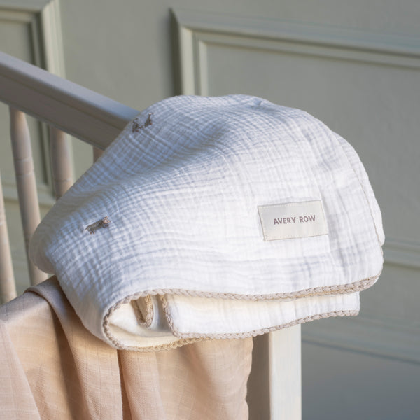 Avery Row - Embroidered Muslin blanket - Little Farm
