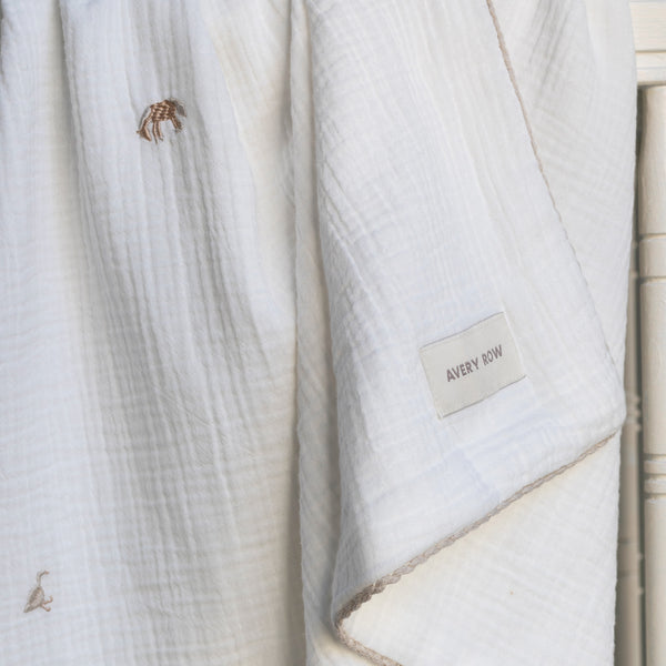 Avery Row - Embroidered Muslin blanket - Little Farm
