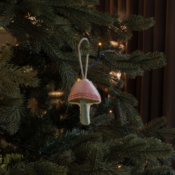 Avery Row - Embroidered Tree Decoration - Mushroom