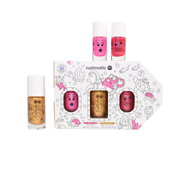 Nailmatic  - Children's Nail Polish + Body Glitter Set - Underwater Exploration