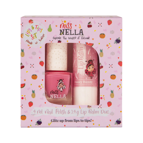 Miss Nella - Lips & Tips Duo - Lip Balm Honey Bunny + 1 Varrying Nail Polish